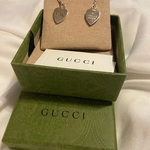 Silver Heart Gucci Earrings